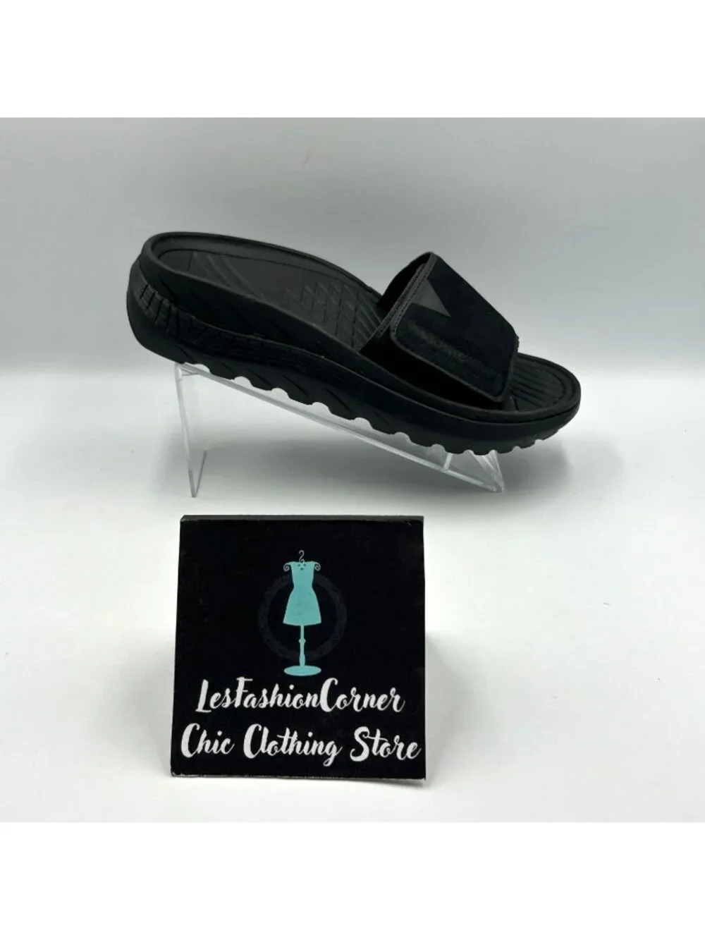 Vionic Men's Black EVA Rejuvenate Adjustable Slide Sandals Size 7.5 Wo's 9 3652